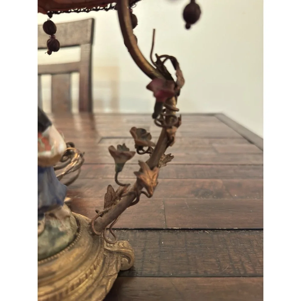 Vintage Made In France Porcelain Girl Playing Figurine Table Bassano Lamp 20